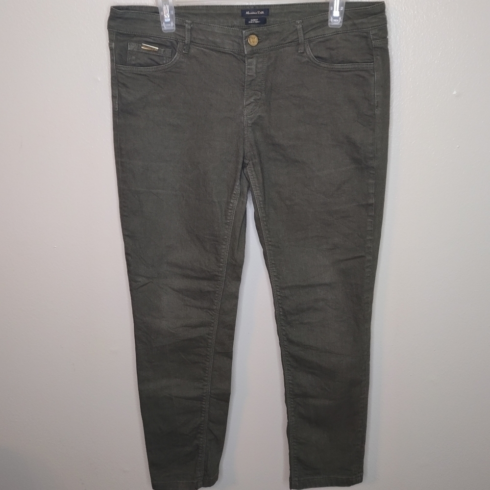 Massimo dutti women's size 10 jeans slim fit olive green 33x26 low rise crop